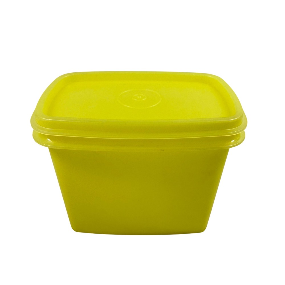 Tupperware Vintage Yellow Square Food Storage Container Lid 1244-5 Retro 5.5"